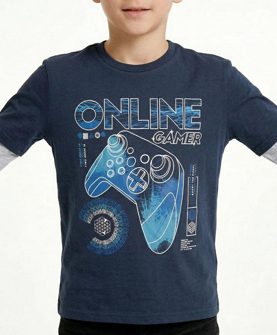 Remera ni&ntilde;o estampado gamer