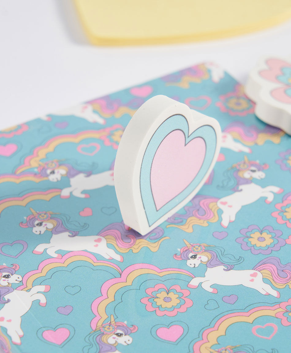 Set libreta + l&aacute;pices escolar unicornio