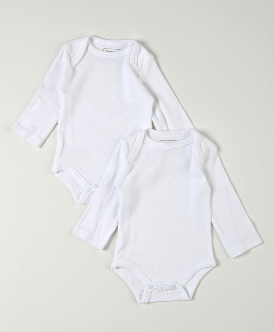 Pack 2 bodies beb&eacute; blancos manga larga