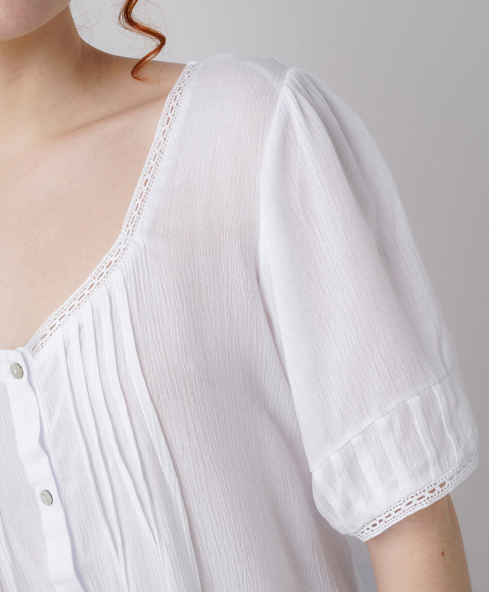 Camisa mujer rom&aacute;ntica botones