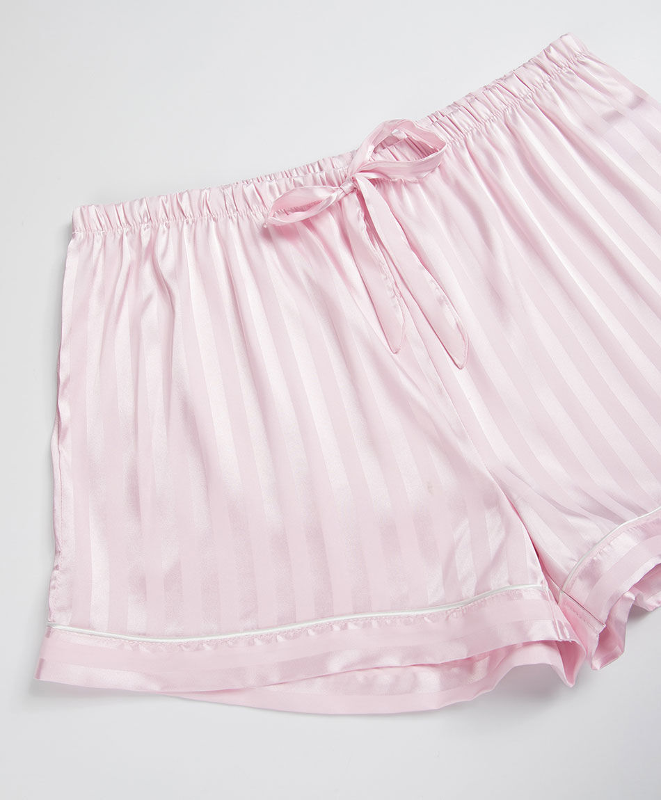 Pijama mujer camisero  sat&iacute;n rayas rosado
