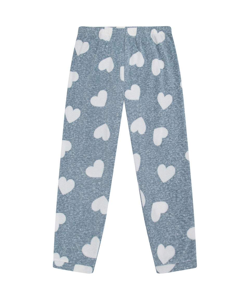 Pijama mujer polar corazones white
