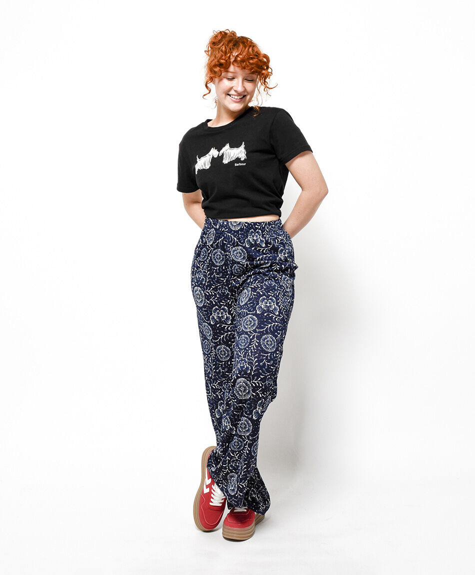 Pantal&oacute;n mujer print azul