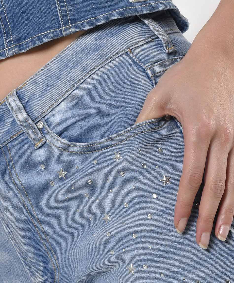 Jeans mujer brillos y estrellas