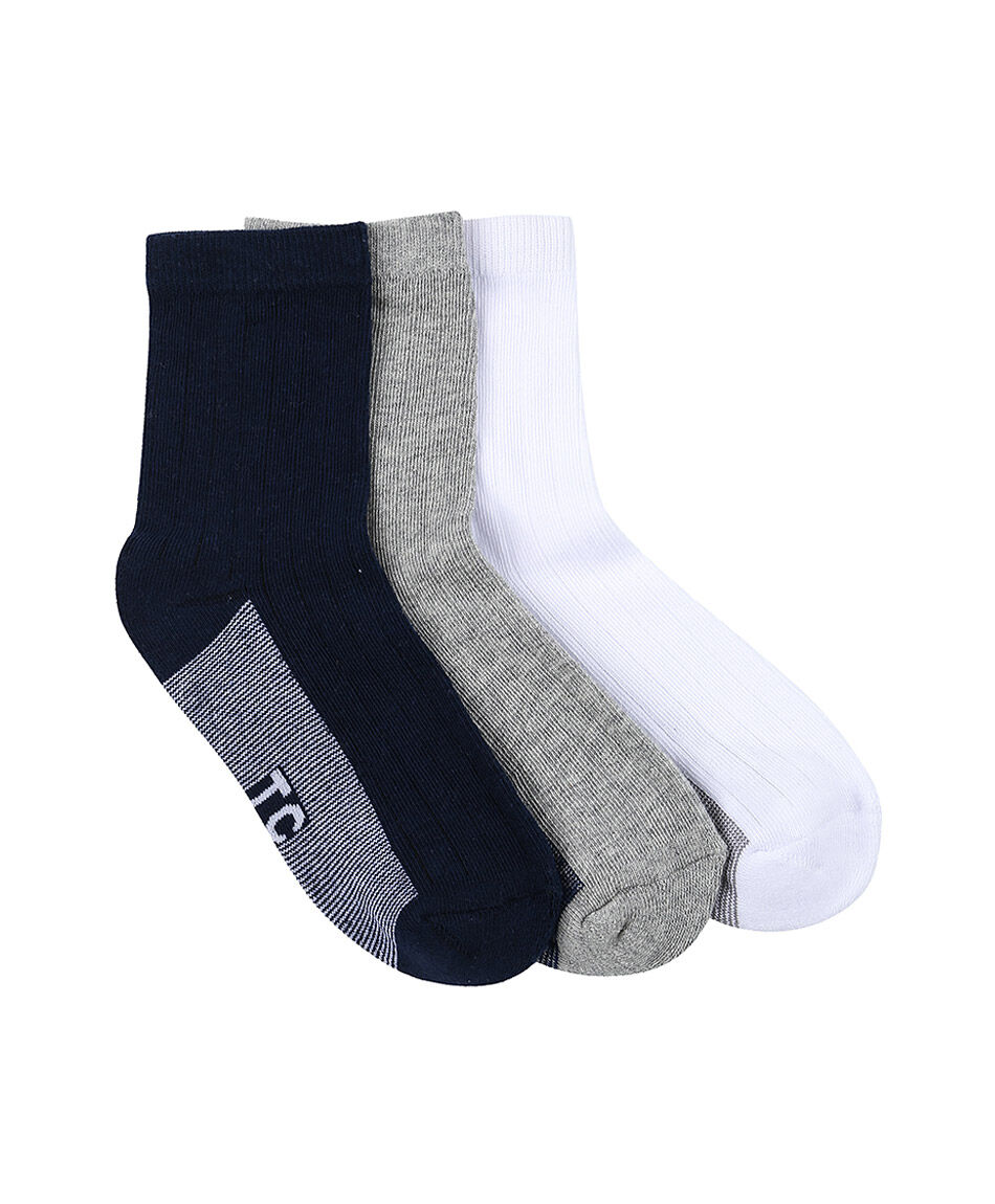 Pack 3 medias escolar algod&oacute;n tricolor