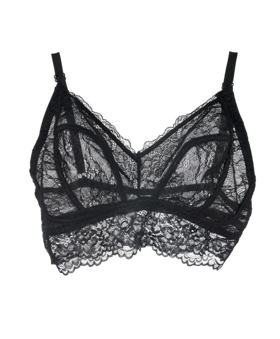 Bralette mujer encaje transl&uacute;cido