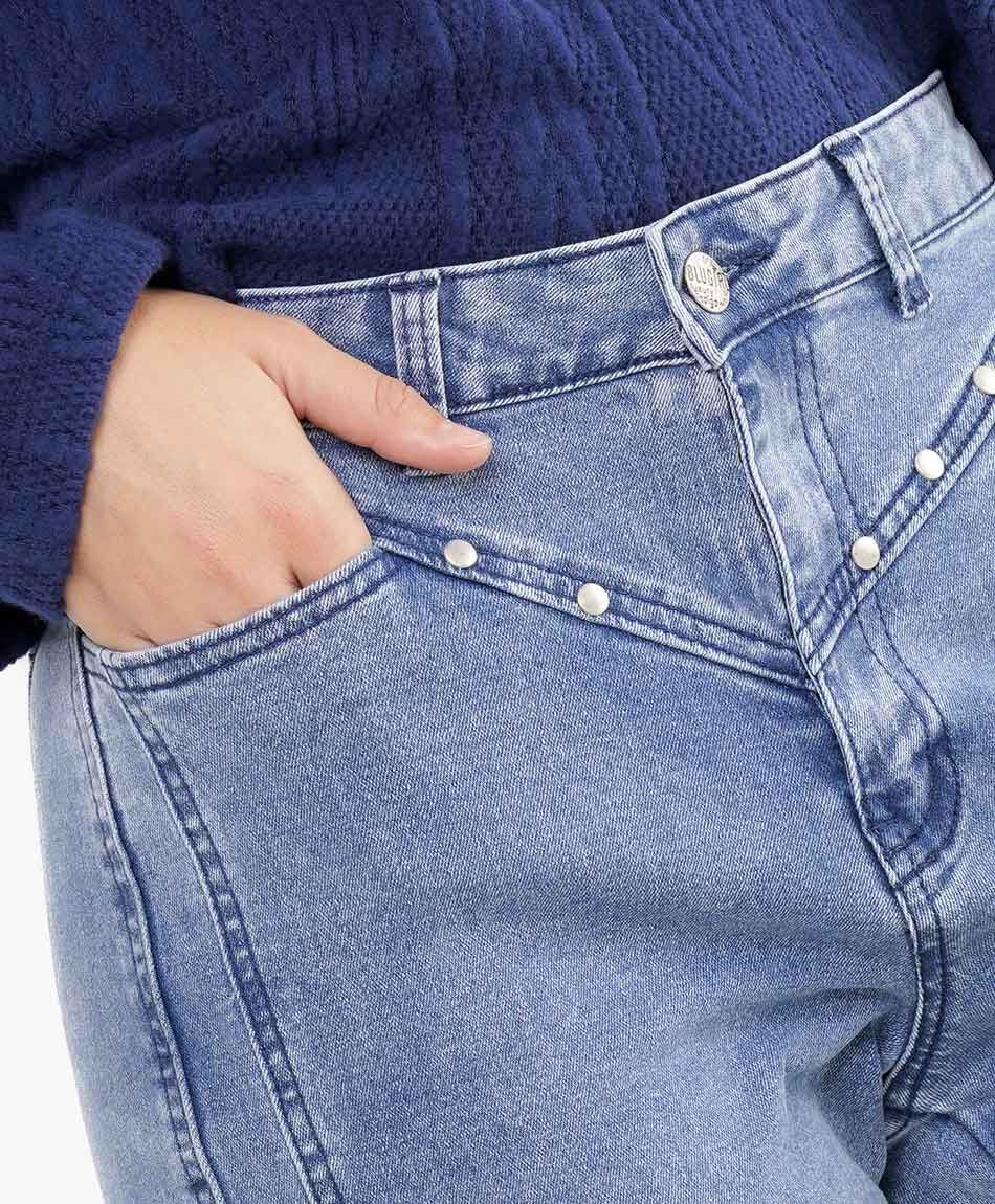 Jeans mujer wide leg tiro alto blue