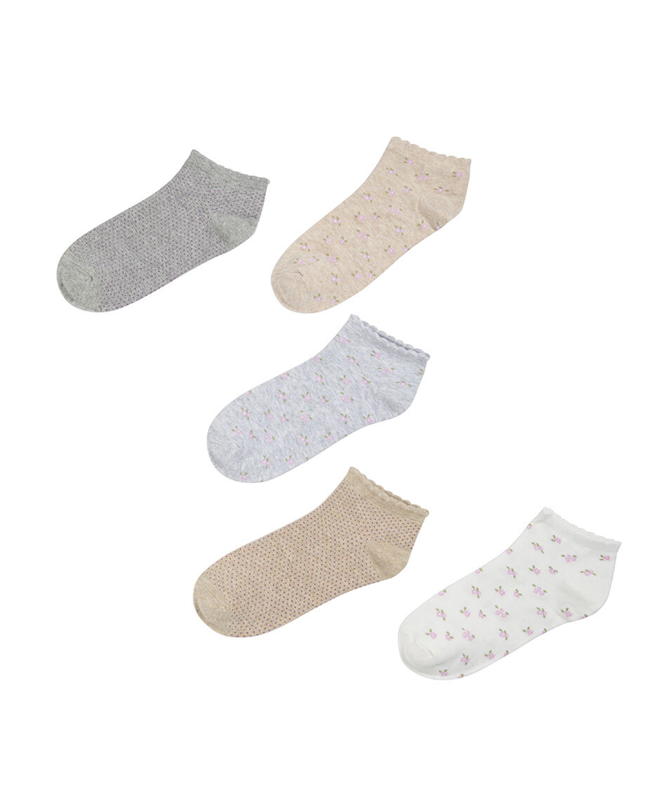 Pack 5 medias mujer cortos flores