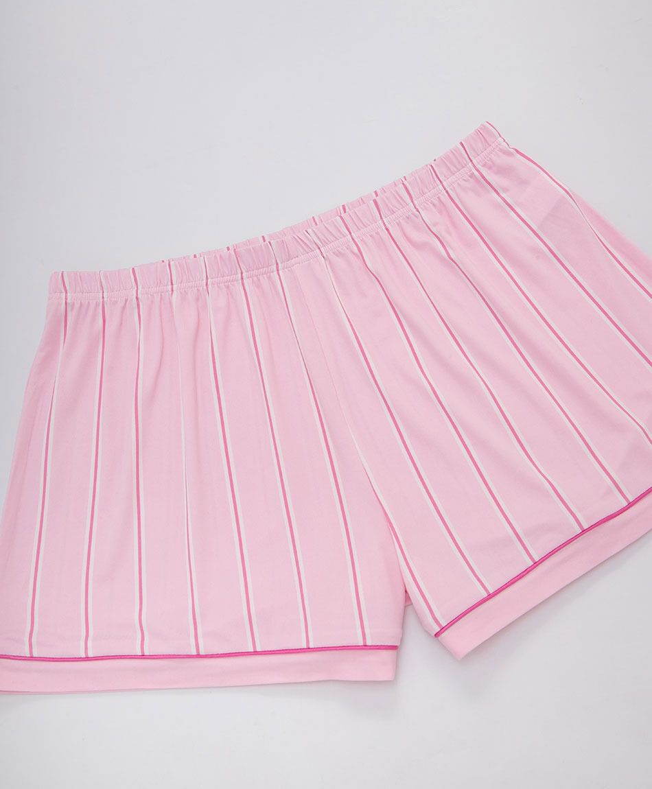 Pijama mujer camisero rayas piping rosado