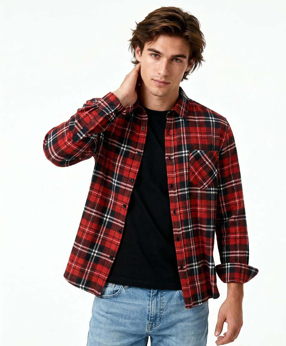 Camisa hombre franela roja