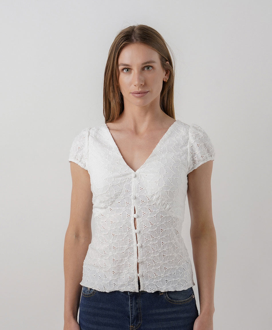 Camisa mujer encajes botones