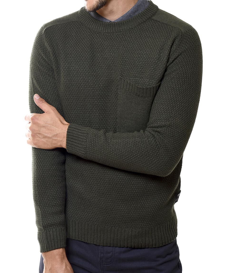 Sweater cuello redondo bolsillo