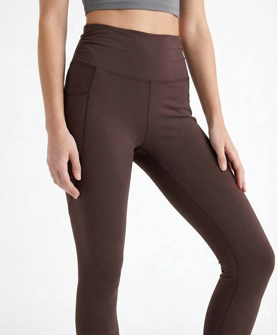 Calza deportiva mujer costuras caf&eacute;