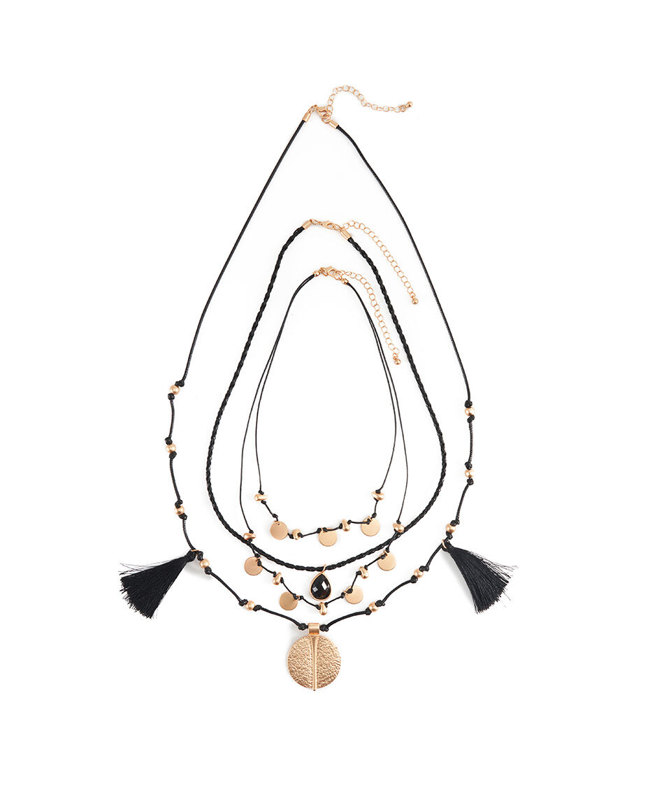 Set collares mujer mix dorado negro