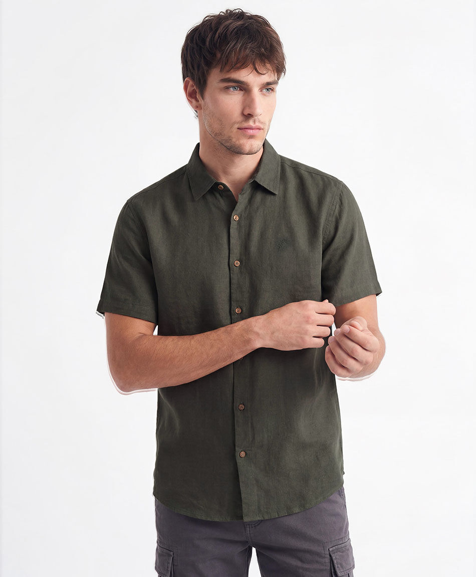 Camisa hombre lino bordado