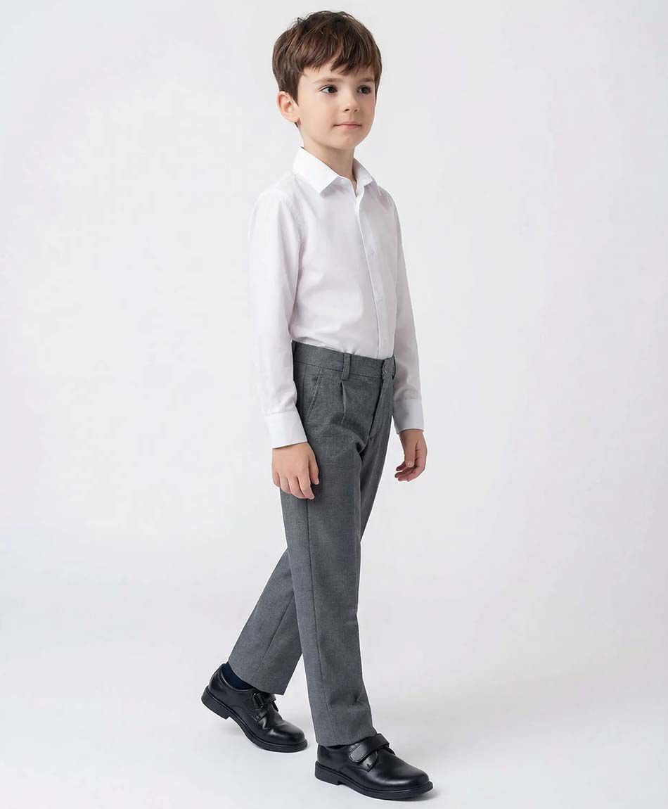 Pantal&oacute;n escolar gris con parche rodillas