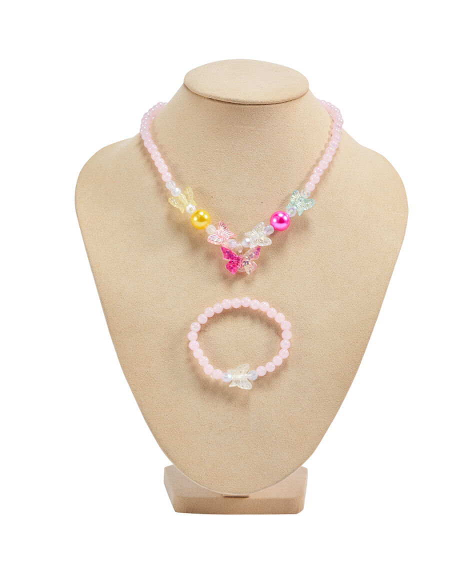 Set collar + pulsera infantil mariposa