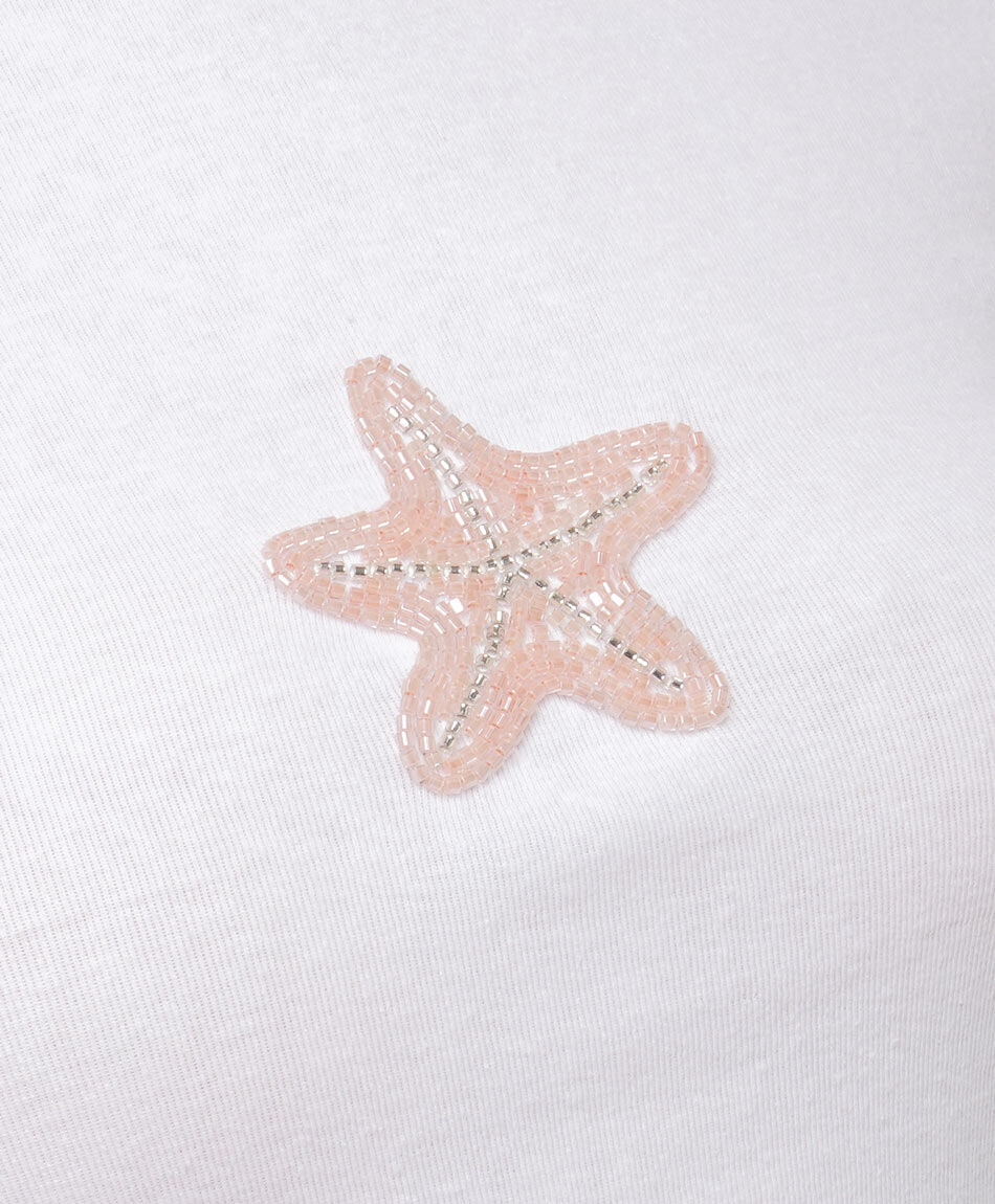 Remera mujer bordado de estrella brillos