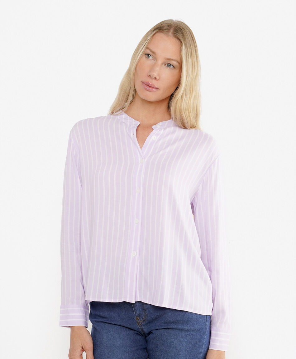 Camisa mujer l&iacute;neas cuello mao