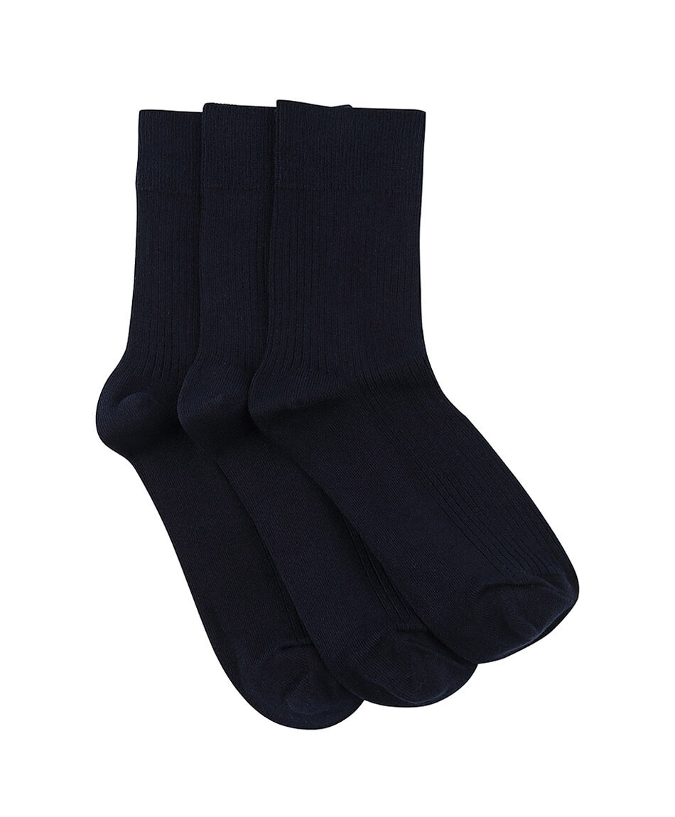 Pack 3 medias escolar algod&oacute;n navy