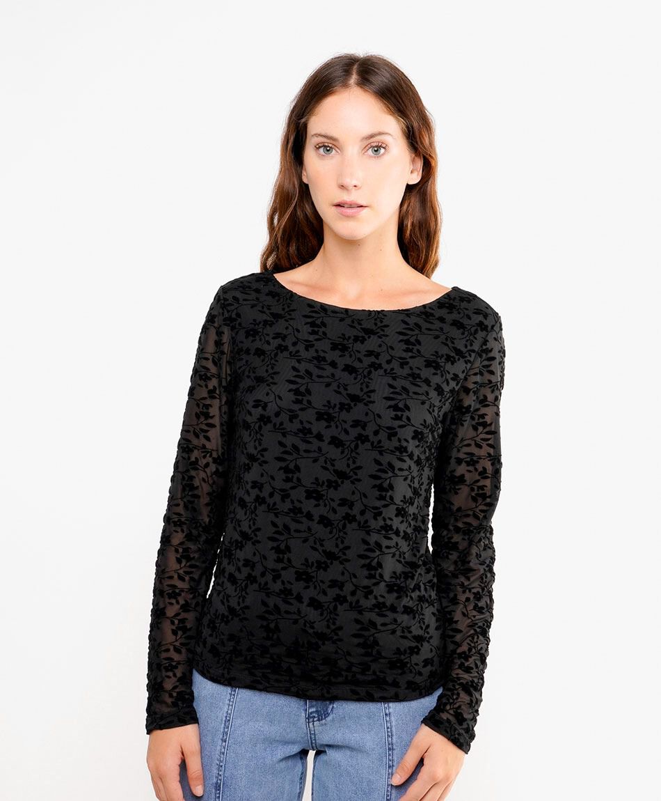 Remera mujer encajes florales