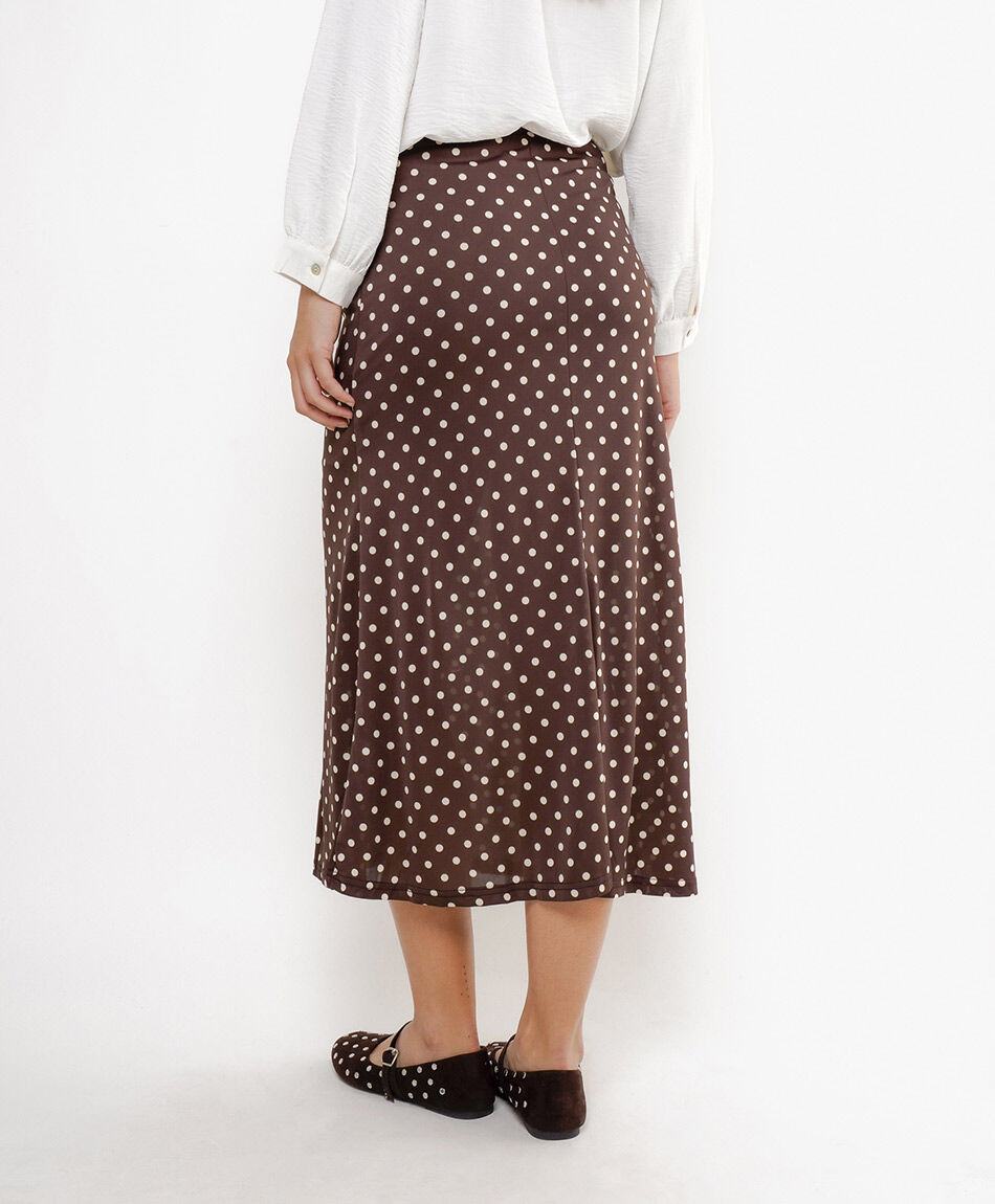 Falda mujer dise&ntilde;o lunares brown