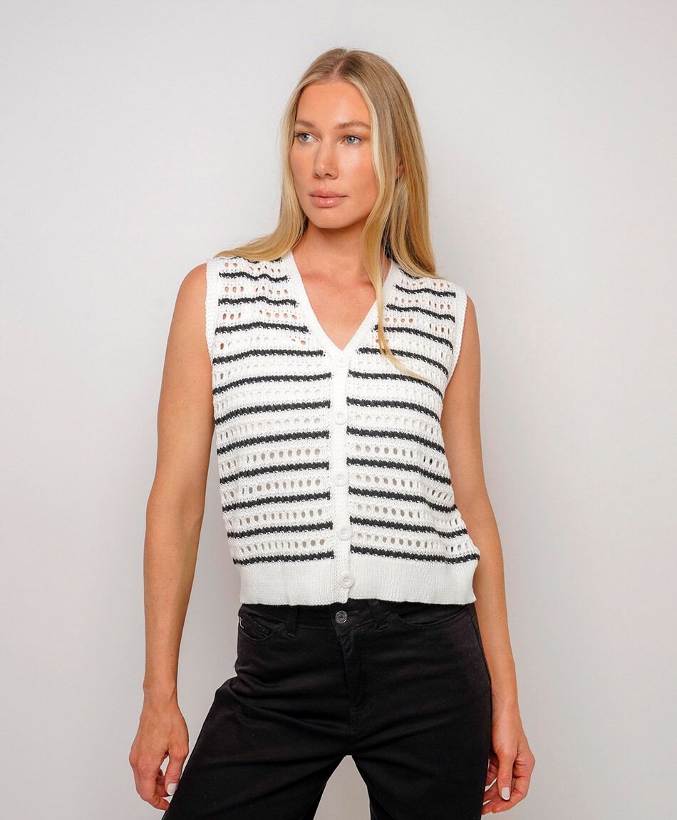 Cardigan mujer calado l&iacute;neas