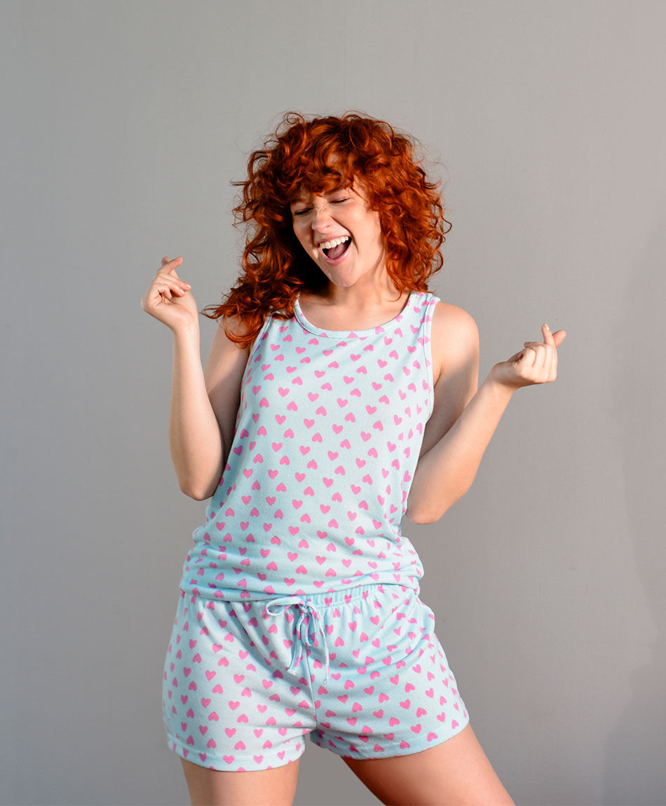Pijama mujer short corazones