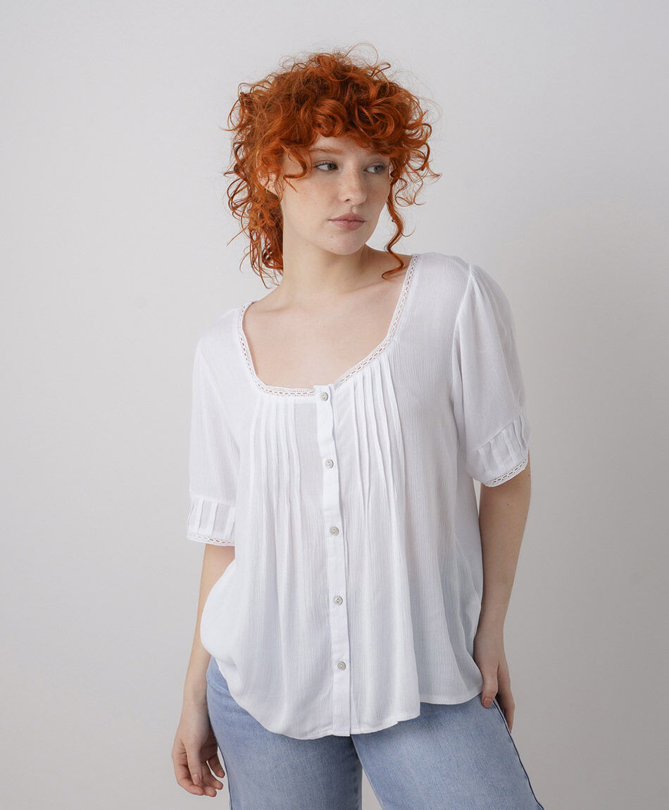 Camisa mujer rom&aacute;ntica botones