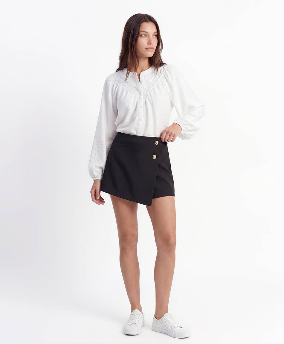 Mini pollera mujer short botones dorados