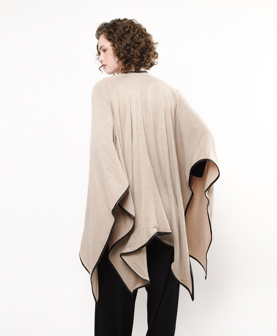 Poncho mujer beige
