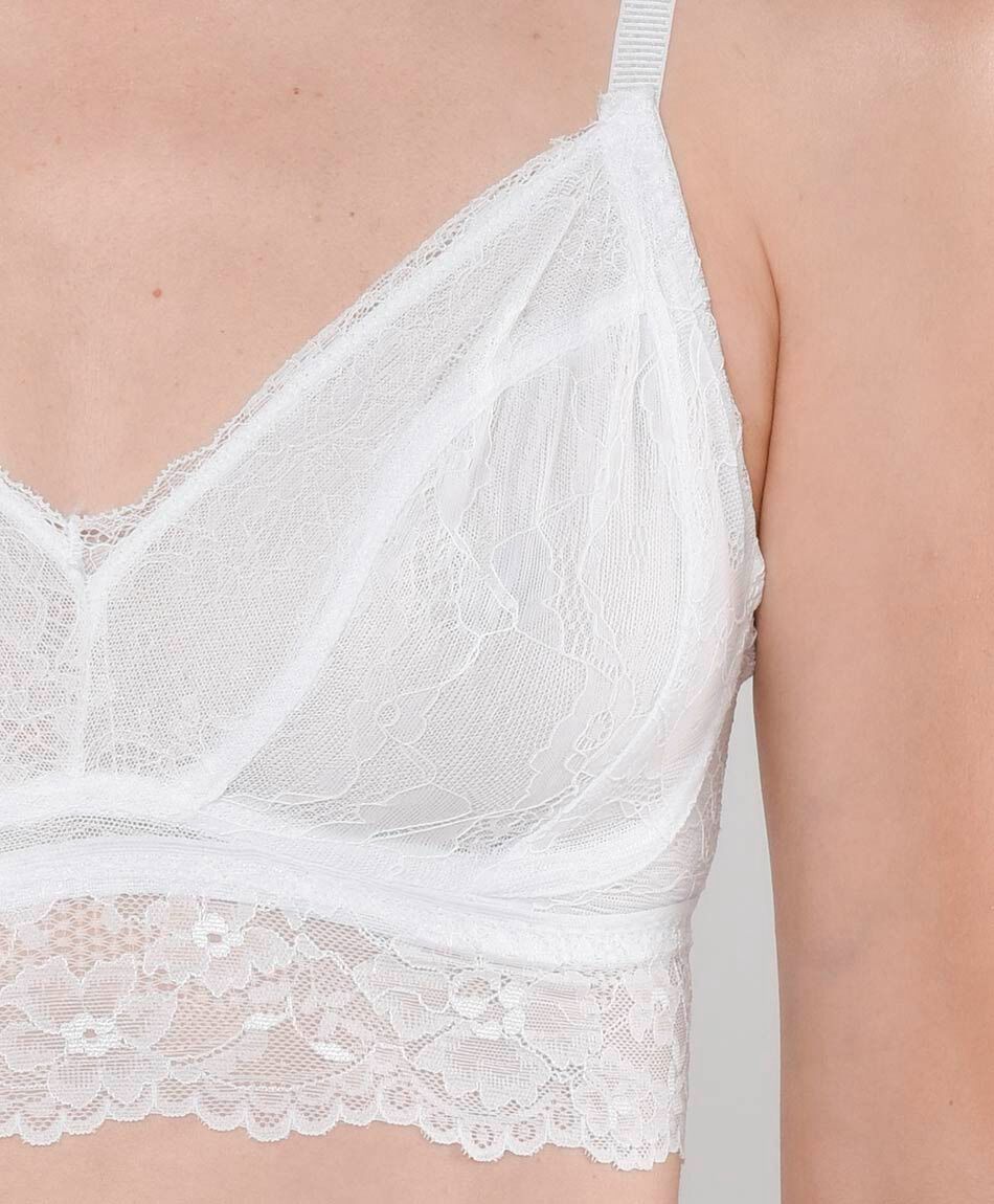 Bralette mujer encaje transl&uacute;cido
