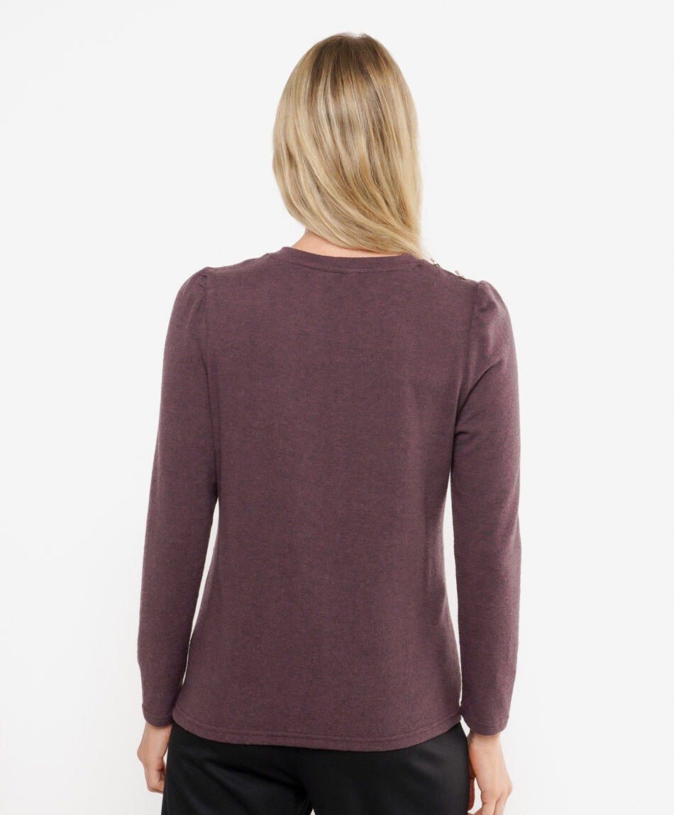 Remera mujer lanosa botones morada