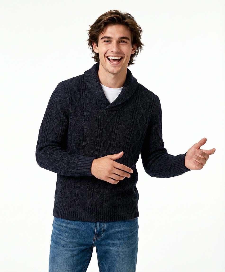 Sweater hombre cuello cruzado navy