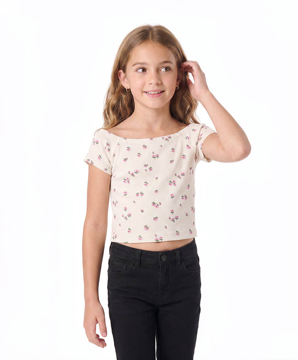 Remera ni&ntilde;a canal&eacute; florcitas