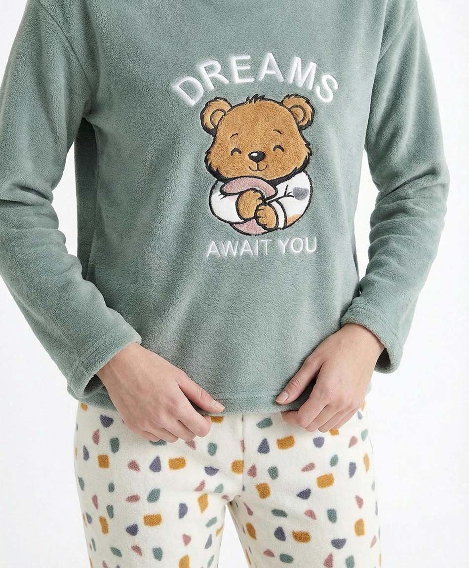 Pijama mujer coral oso