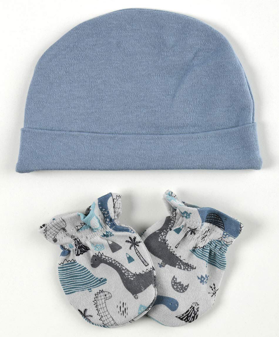 Pack gorra  y mitones beb&eacute; dinosaurios
