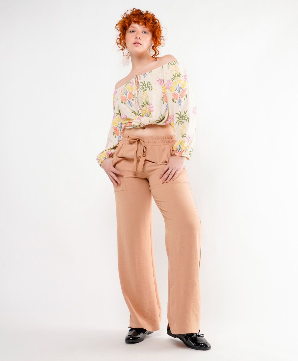 Pantal&oacute;n Wide Leg con Cintura El&aacute;stica