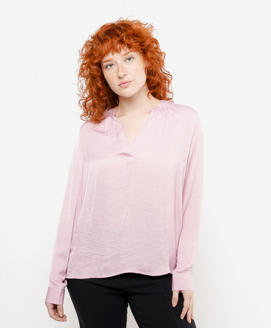 Camisa mujer satinada rosada
