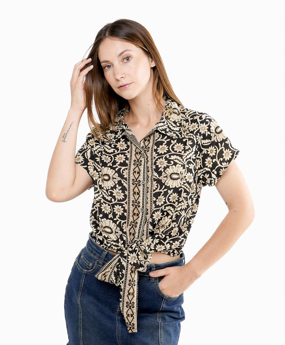 Camisa mujer print nudo