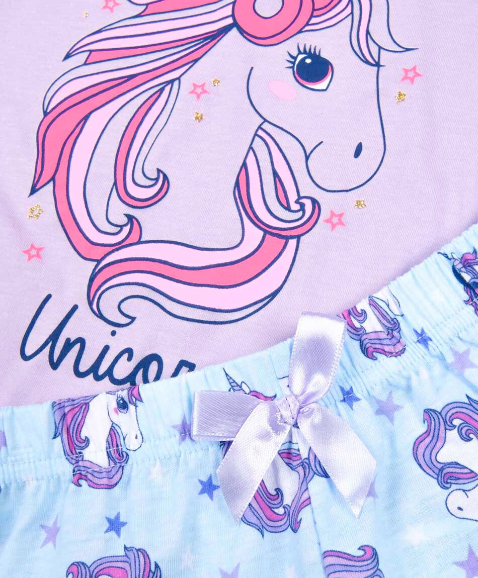 Pijama ni&ntilde;a unicornio short