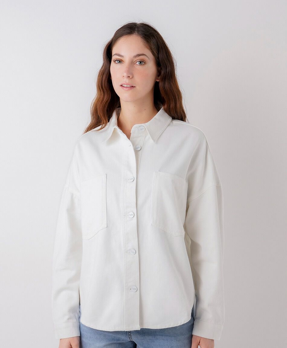 Camisa mujer denim oversize blanca