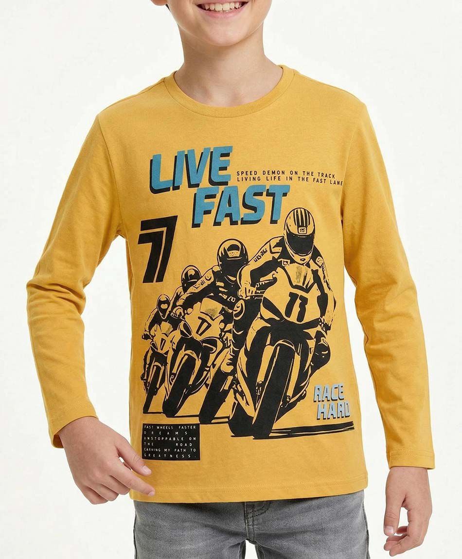 Remera ni&ntilde;o estampado live fast