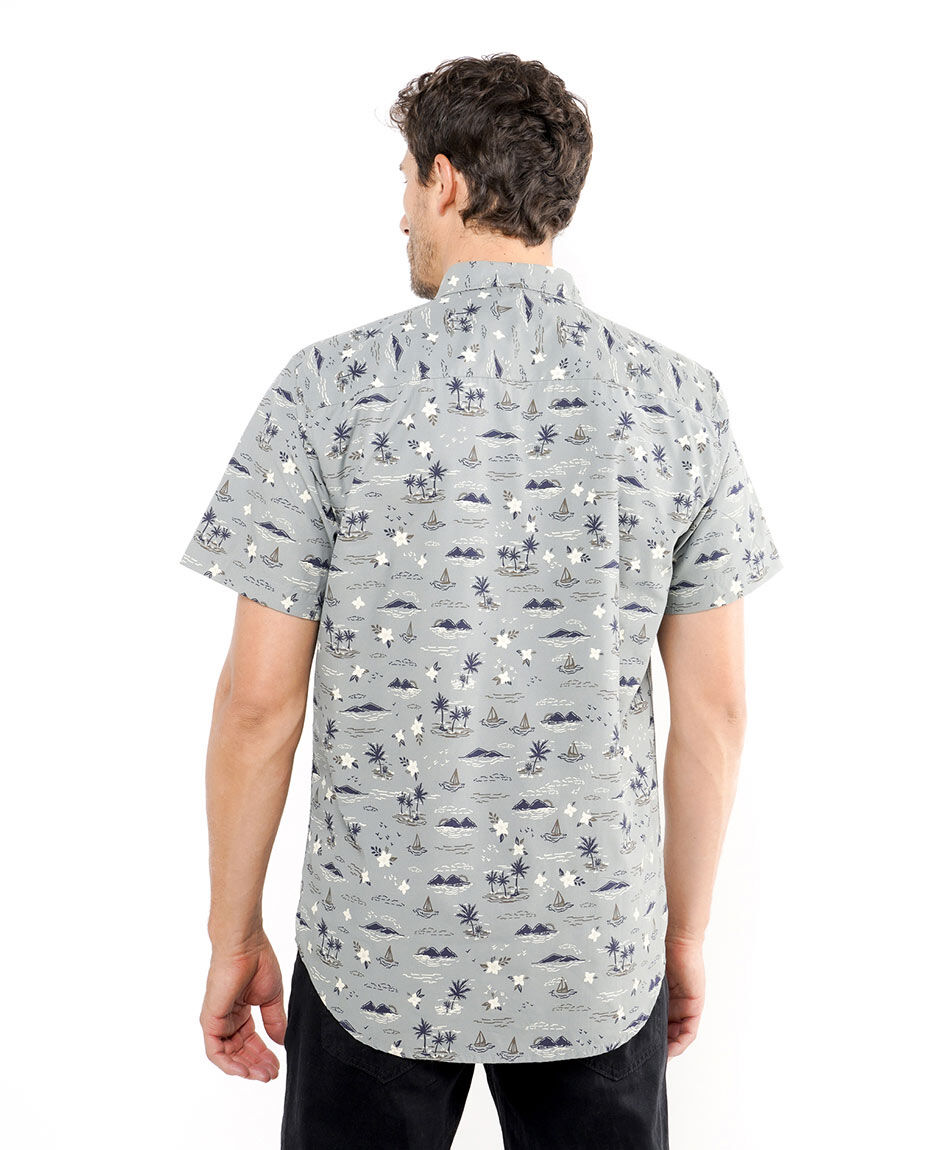 Camisa hombre casual estampado palmeras
