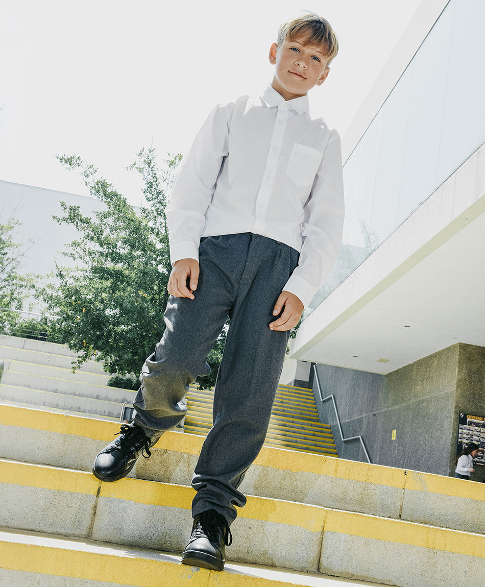 Pantal&oacute;n escolar pinza gris