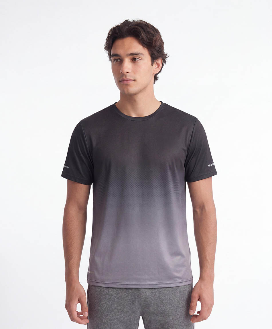 Polera deportiva hombre degrad&eacute; negra