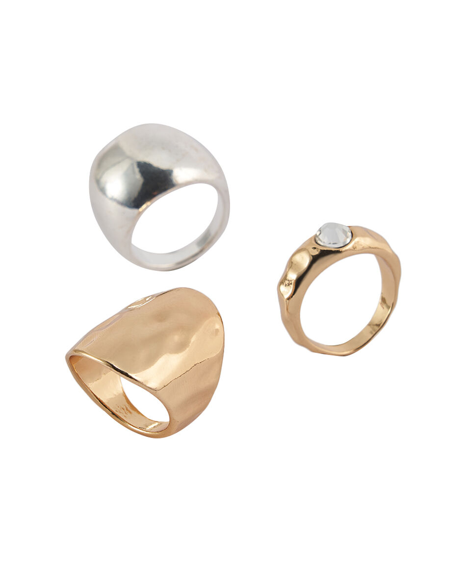 Set 3 anillos mujer silver