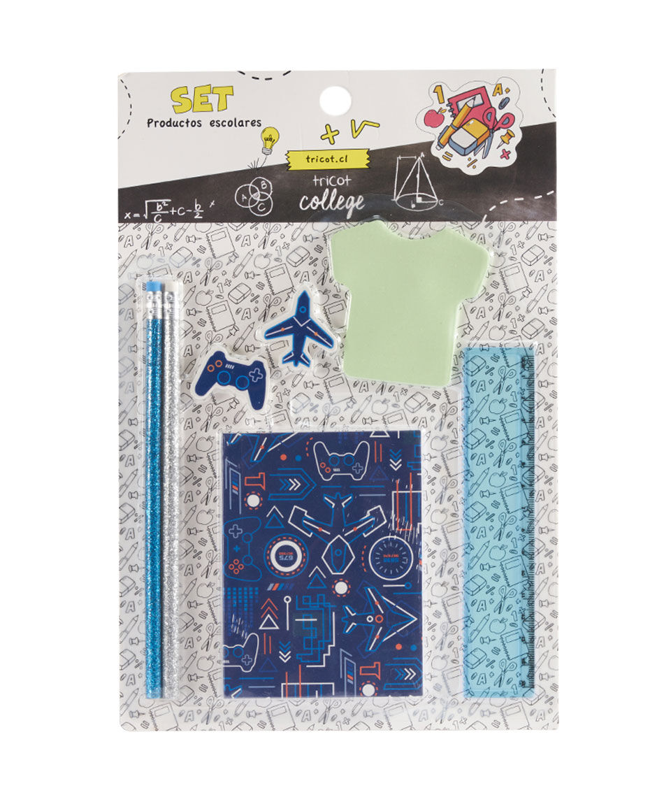 Set libreta + l&aacute;pices escolar gamer
