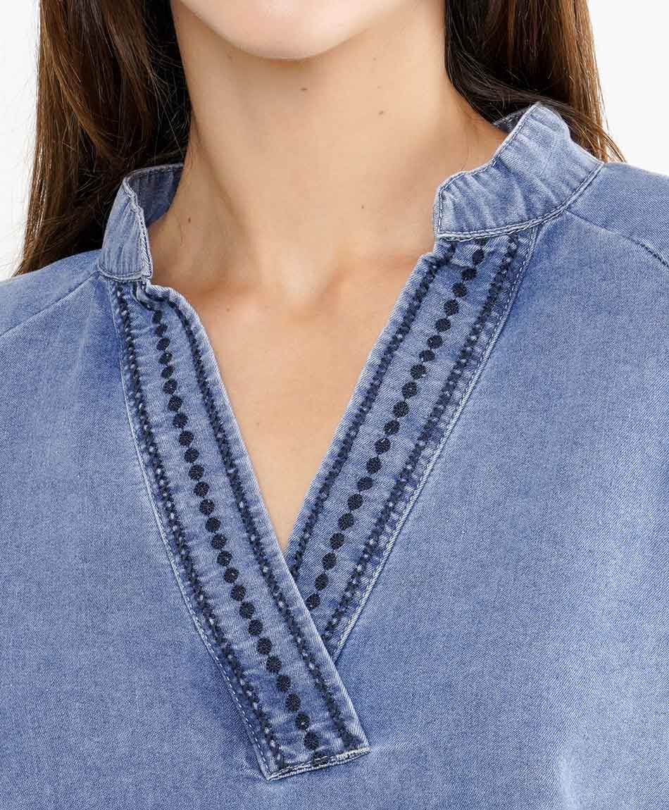 Camisa mujer denim bordado