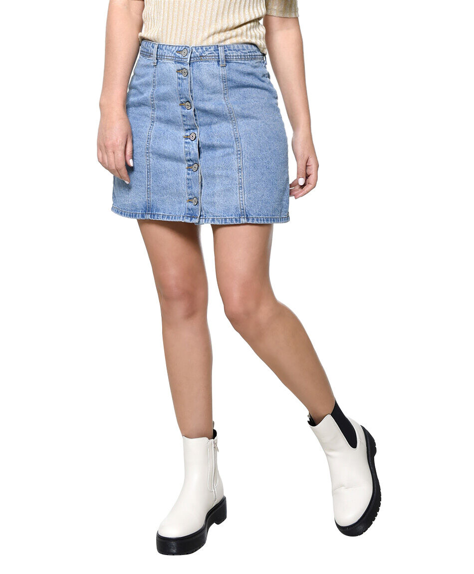 Falda denim abotonada